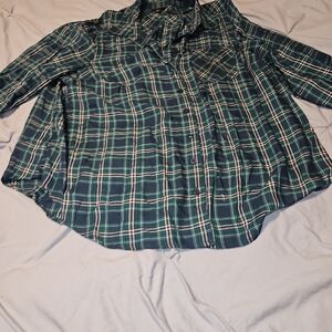 Torrid Blue and Green Plaid Shirt Size 0